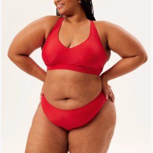 Girlfriend Collective Marina Palma Plunge Bikini Top | M